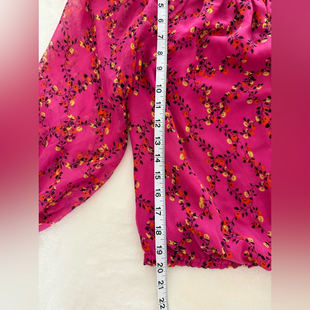 Diane Von Furstenberg Kamber Silk Floral Bright Pink Boho Top - size Small - Picture 7 of 7